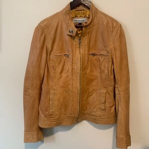 Cuir Mont-Royal Tan/Beige Leather Jacket W Large